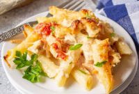 Creamy Chicken Pasta Bake with Golden Cheesy Crust