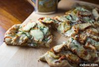 Creamy Chicken and Potato White Pizza on the Big Green Egg