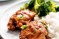 Sticky Teriyaki Glazed Chicken Thighs with Garlic and Sesame