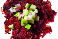 Gluten-Free Beet Latkes with Apple-Fennel Relish