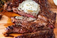 Pan-Seared Ribeye with Blue Cheese Butter Sauce