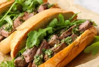 Juicy Steak Sandwich with Fresh Chimichurri Sauce