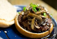 Teriyaki Mushroom Bison Burgers with Glazed Onions