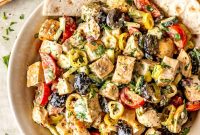 High-Protein Greek Chicken Salad with Feta & Tzatziki Dressing