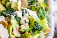 Creamy Kale Caesar Salad with Avocado Slices