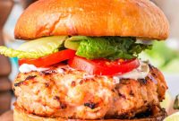 Grilled Salmon Burger Recipe: Juicy Salmon Patty with Lemon-Dill Slaw