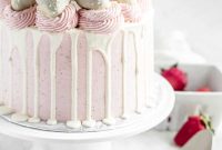 White Chocolate Strawberry Cake with Ganache Drip