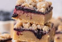 Chewy Blueberry Blondies Recipe with Lemon Glaze