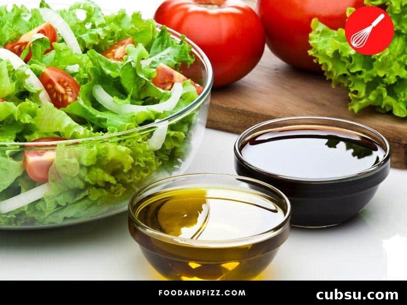 A vinaigrette is a mixture of oil and an acidic ingredient, usually vinegar and can be flavored with different herbs and spices.