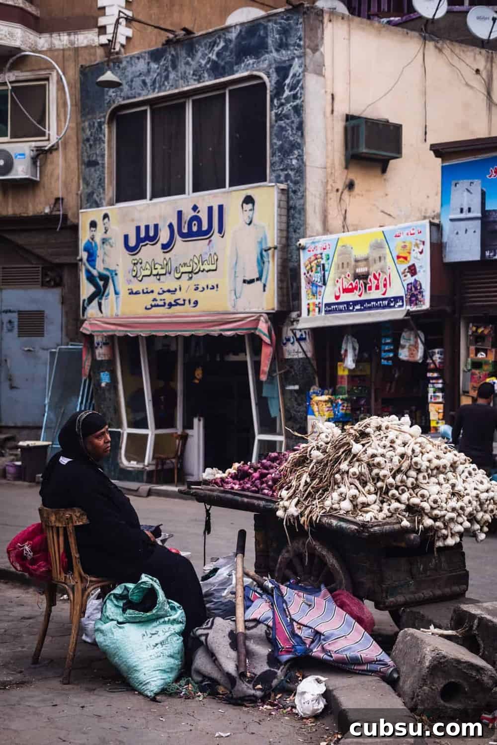 Cairo Adventures: Top Experiences and Hidden Gems to Explore 3 Woman selling red onions and garlic right outside the gates of Old Cairo.