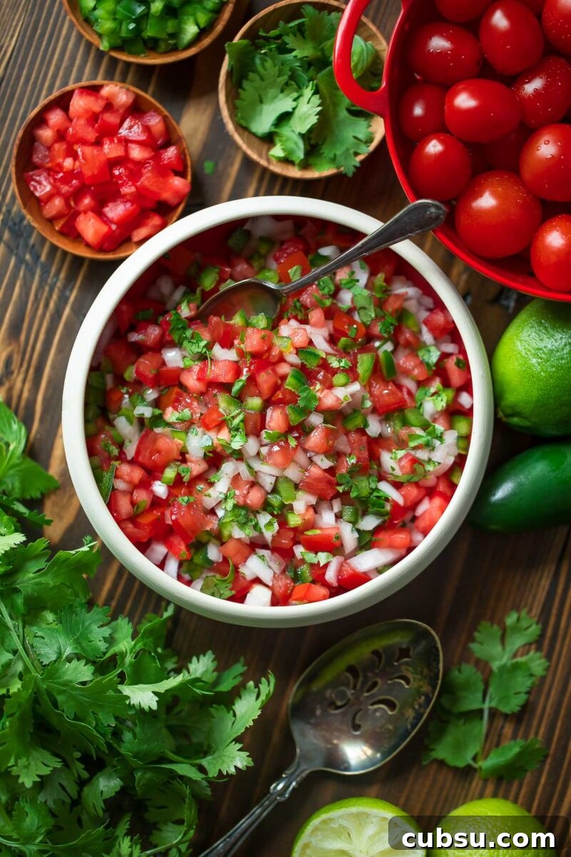 Pico de Gallo (Fresh Salsa) — Authentic Mexican Tomato Salsa Recipe 3 Pico de Gallo Salsa Ingredients