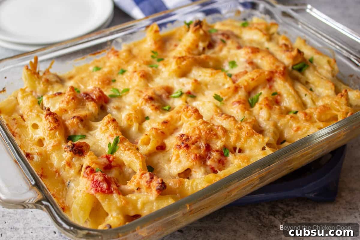 A baked pasta casserole.