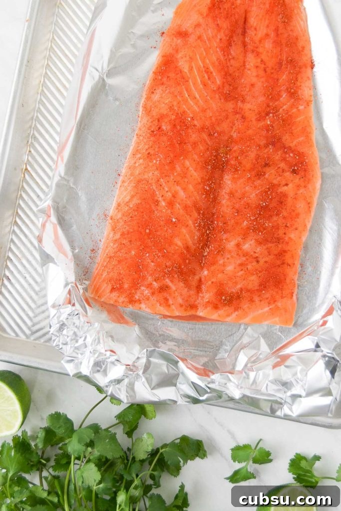Citrus-Baked Salmon with Lime and Herbs 4 Salmon Rubbed with spices before baking