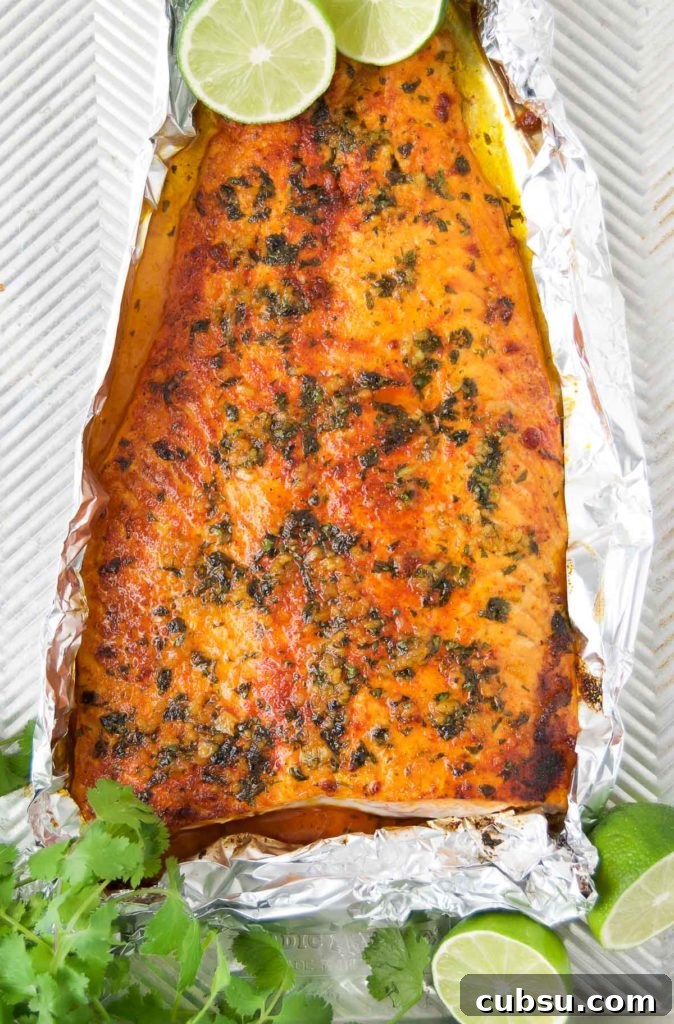 Citrus-Baked Salmon with Lime and Herbs 7 Baked Lime Salmon on a baking sheet