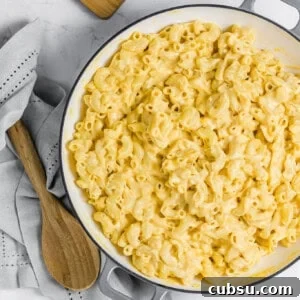classic mac and cheese ready to be served.