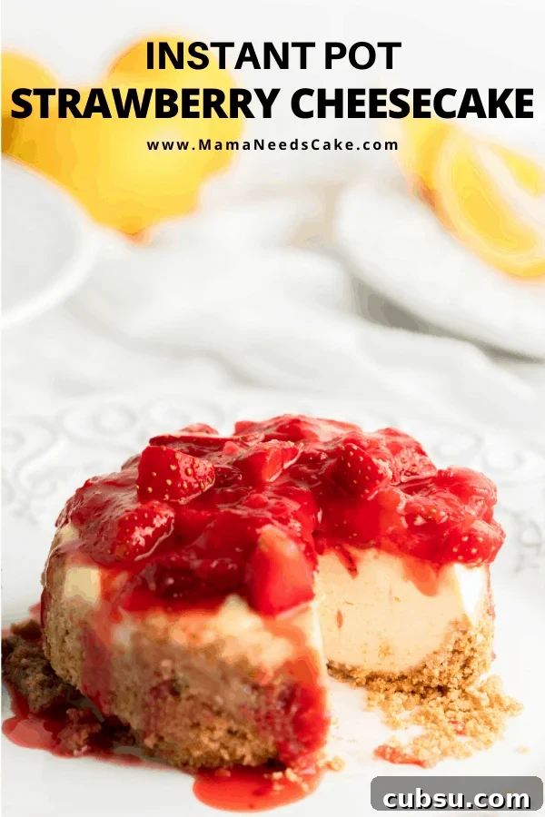 Instant Pot Strawberry Cheesecake Recipe — Creamy One-Pot Dessert 13 Instant Pot Strawberry Cheesecake is creamy, dense, and absolutely delicious. Easy to make in the Instant Pot and can be made into mini cheesecakes!