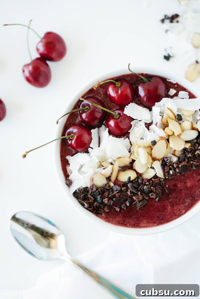 5 Smoothie Bowl Recipes You'll Want to Make Again and Again 6 (gluten-free) Dark Cherry Smoothie Bowl