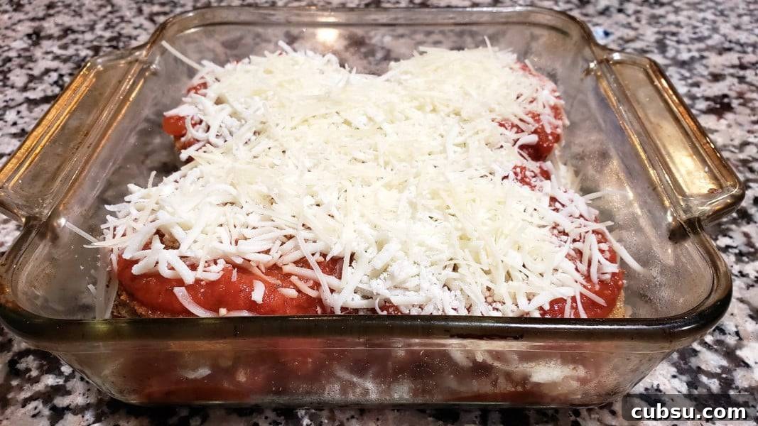 Crispy Oven-Baked Eggplant Parmesan Recipe 10 eggplant parmesan for two in a casserole baking dish