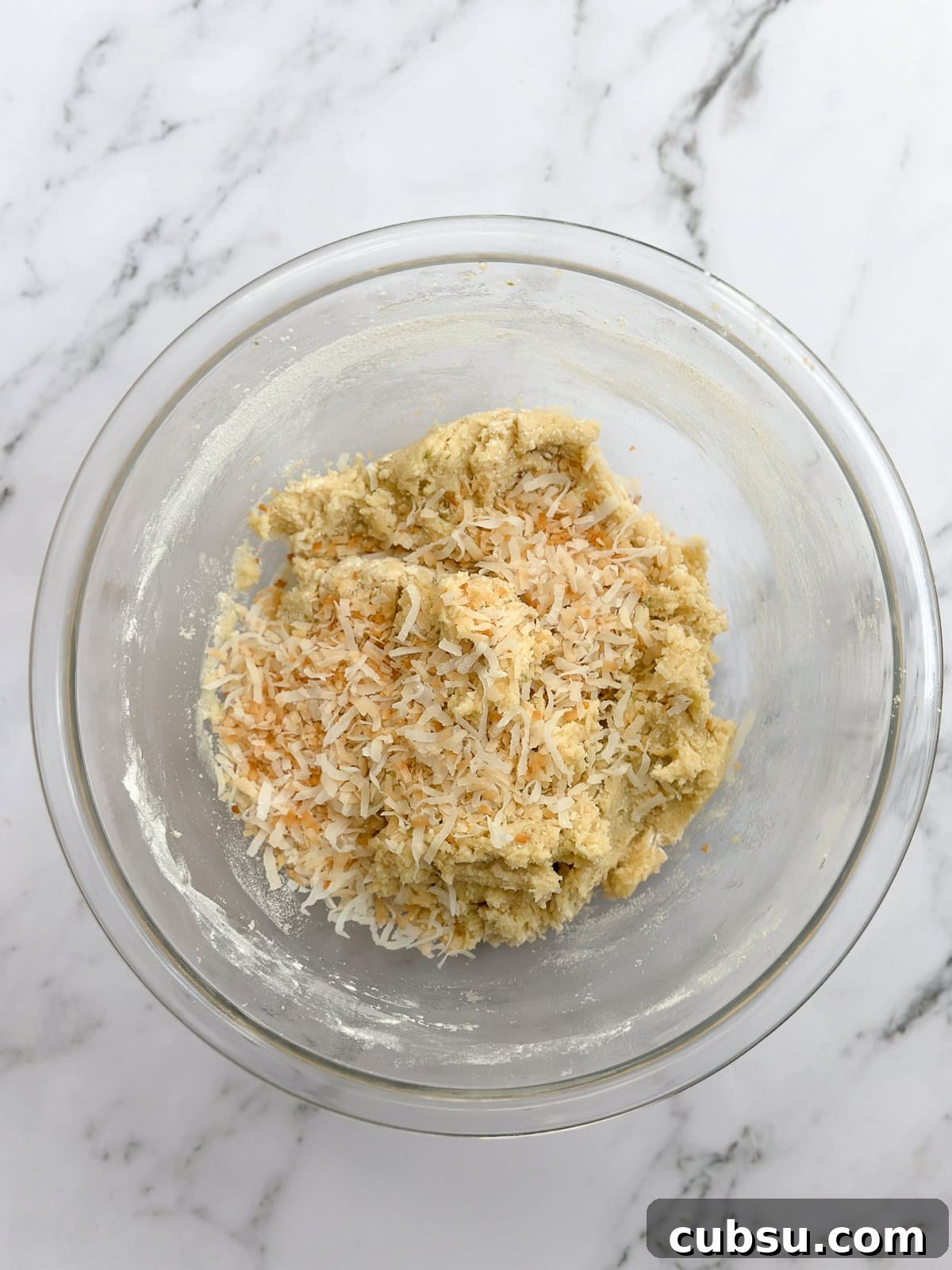 Zesty Lime Coconut Cookies Recipe for Fresh Tropical Flavor 8 dry ingredients and coconut added to the dough.