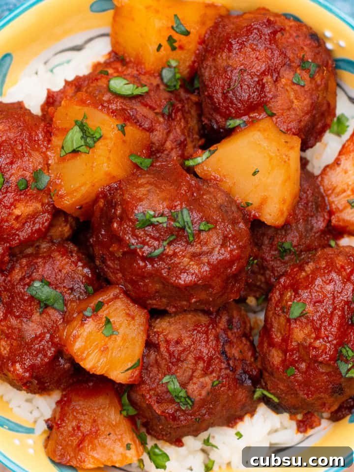 Slow Cooker Hawaiian Meatballs