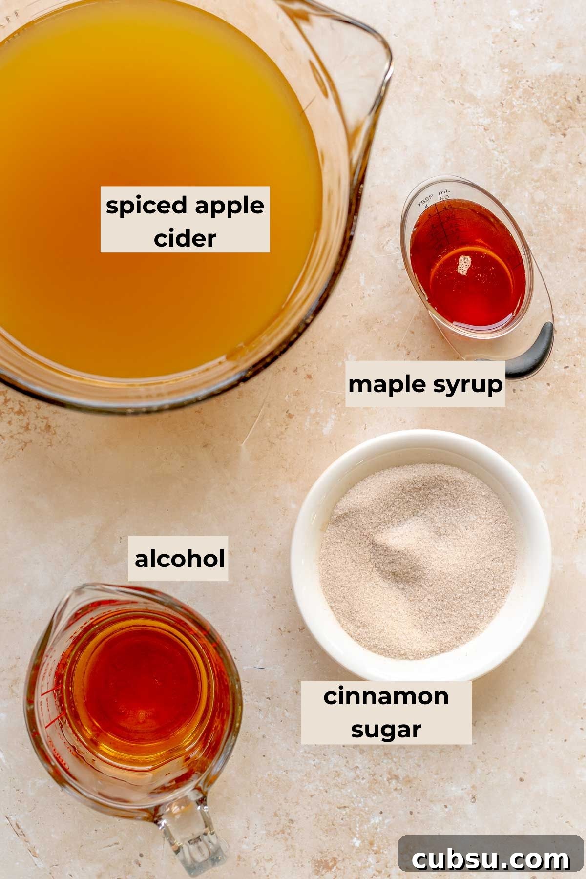 Spiced Apple Cider Slushies — Boozy or Virgin Recipes for Fall 3 Ingredients for apple cider slushie.