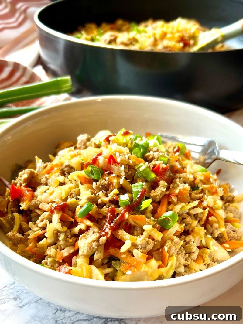 Skillet Egg Roll Bowls with Ground Pork and Veggies 9 img 13343 8