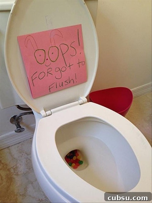 Creative Easter Decorating Ideas for a Stylish Holiday 16 Easter Bunny prank! Put jelly beans in the toilet - kids love this!