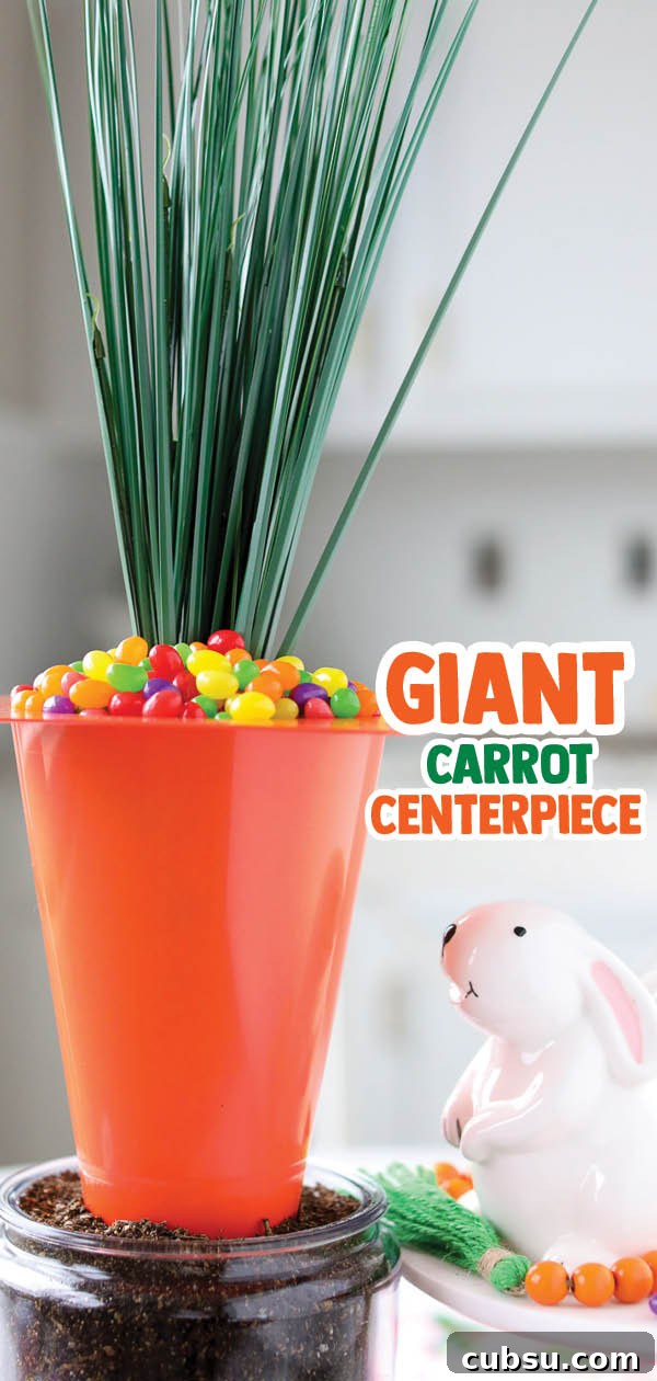 Creative Easter Decorating Ideas for a Stylish Holiday 26 Use an orange playground cone to make a Giant Carrot Centerpiece for Easter! This dollar store centerpiece is filled with Jelly Beans!