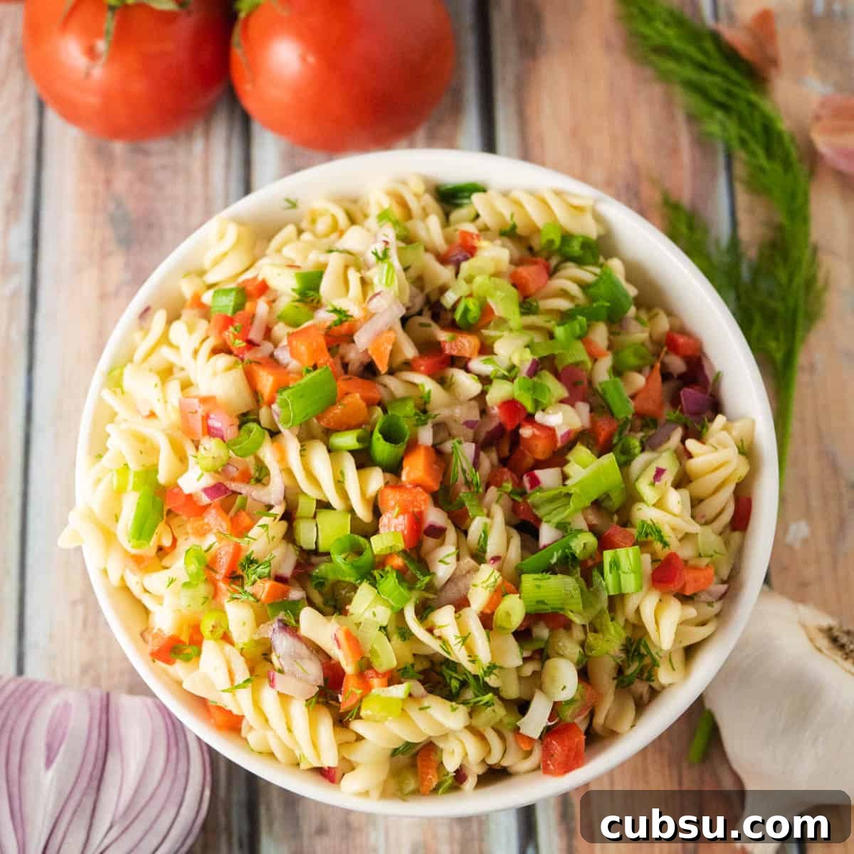 instant pot vegetable pasta salad flatlay
