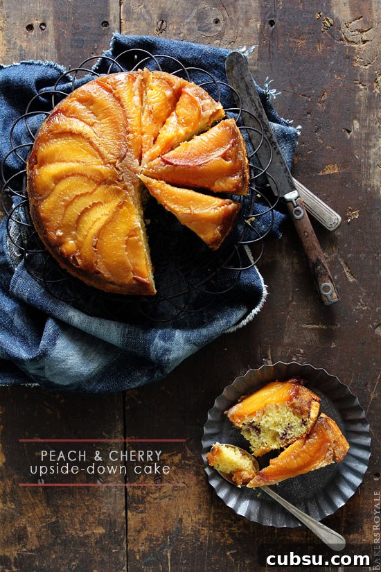 Peach and Cherry Upside-Down Cake Recipe 3 Peach & Cherry Upside-Down Cake from BakersRoyale