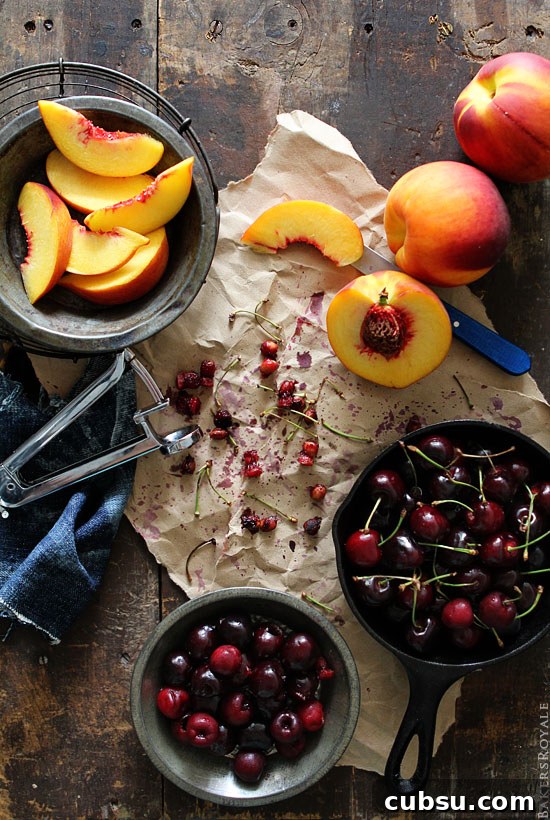Peach and Cherry Upside-Down Cake Recipe 4 Peach & Cherry Upside-Down Cake Ingredients via Bakers Royale