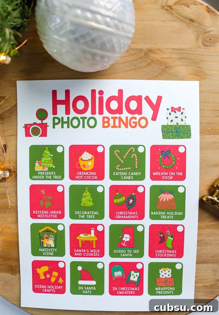 Printable Holiday Photo Bingo Game for Family Gatherings 3 free christmas activities
