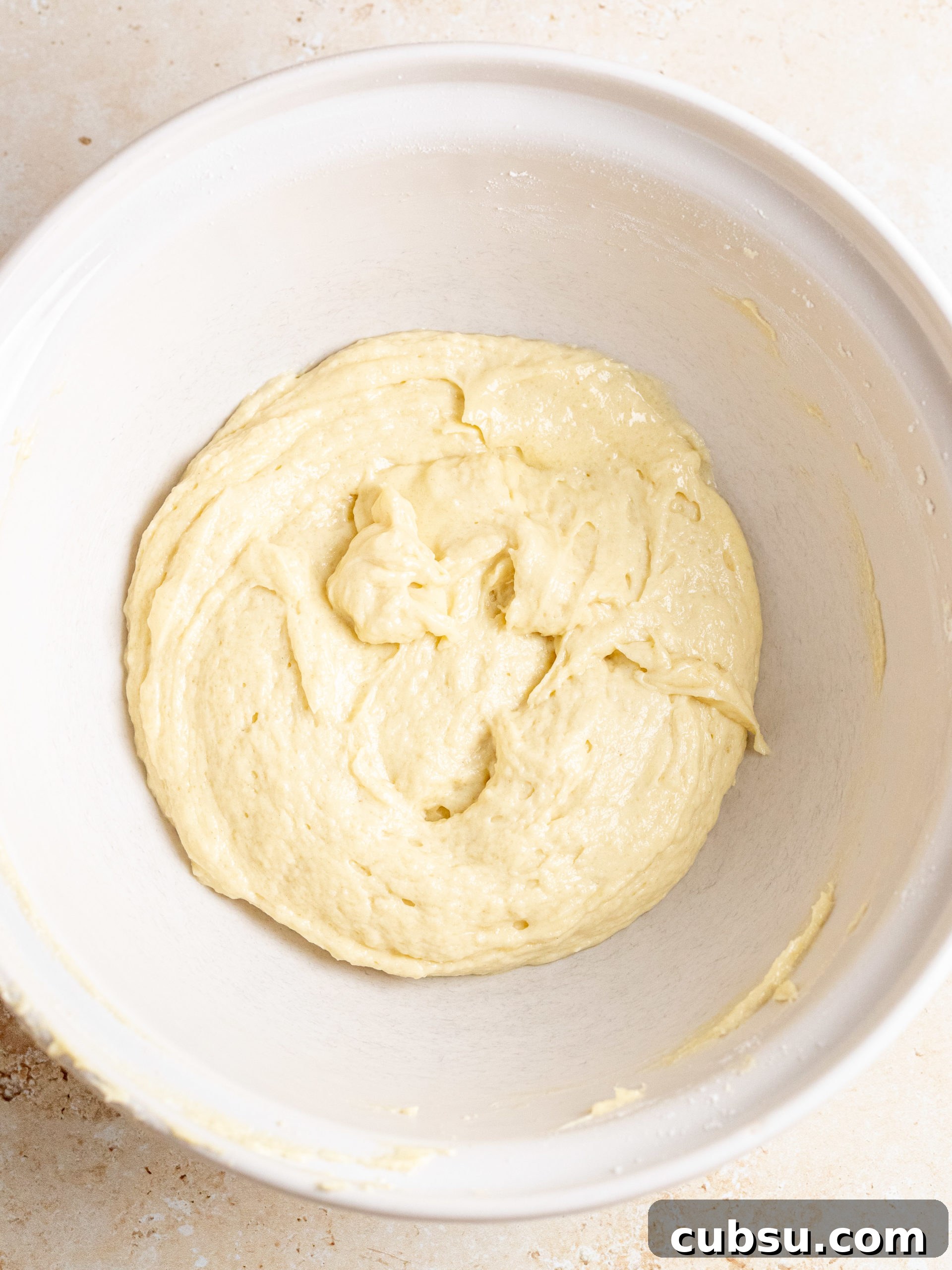 Moist Red Velvet Loaf Cake Recipe with Cream Cheese Glaze 4 Mixing batter