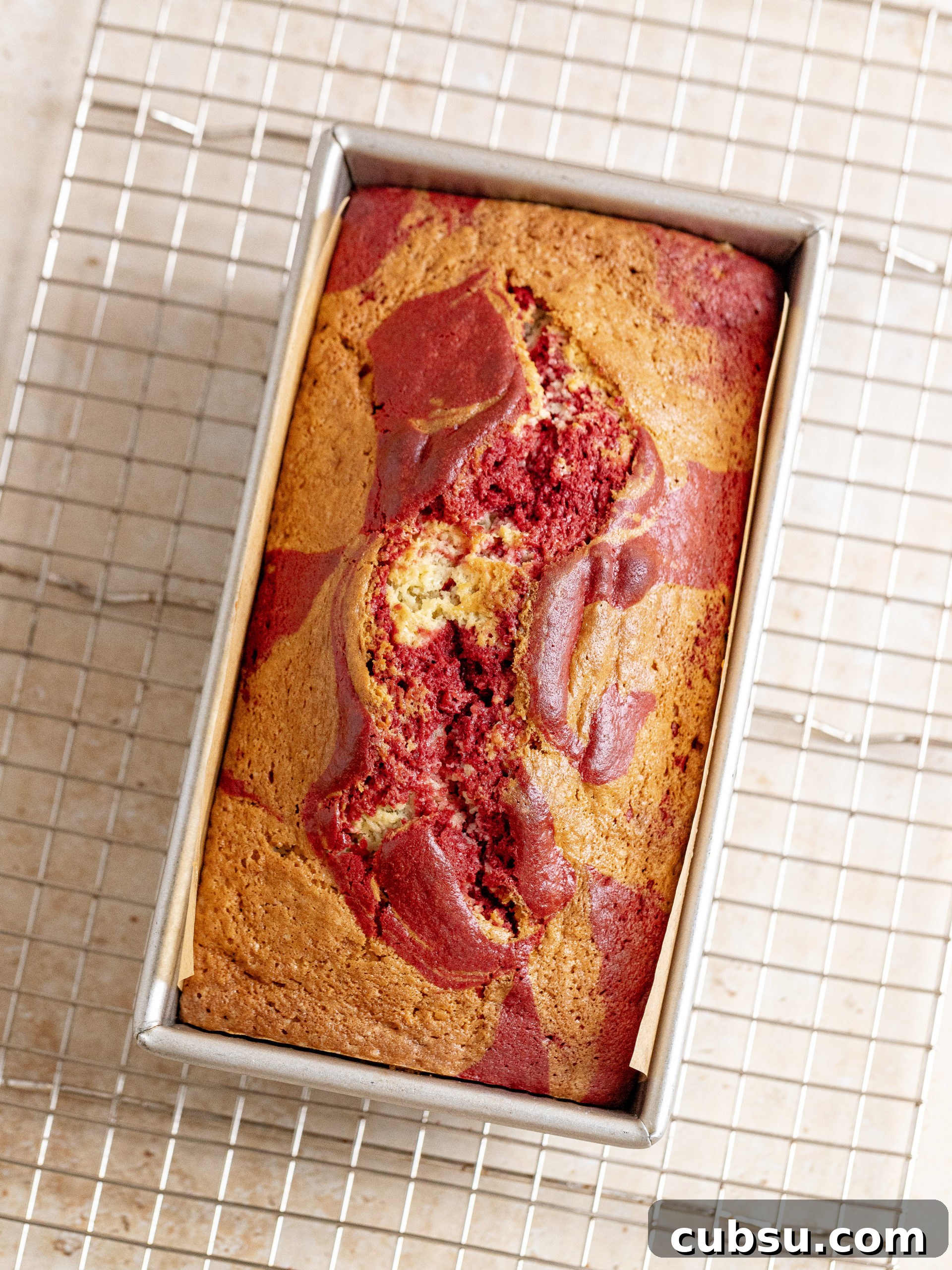 Moist Red Velvet Loaf Cake Recipe with Cream Cheese Glaze 7 Sliced frosted loaf