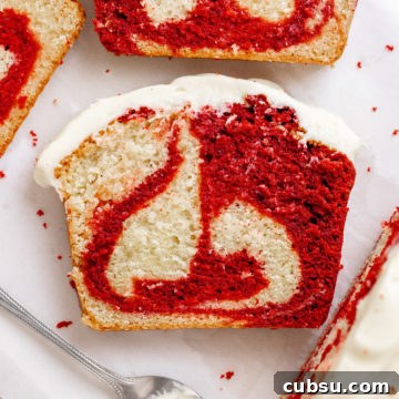 Moist Red Velvet Loaf Cake Recipe with Cream Cheese Glaze 10 Red velvet loaf cake close