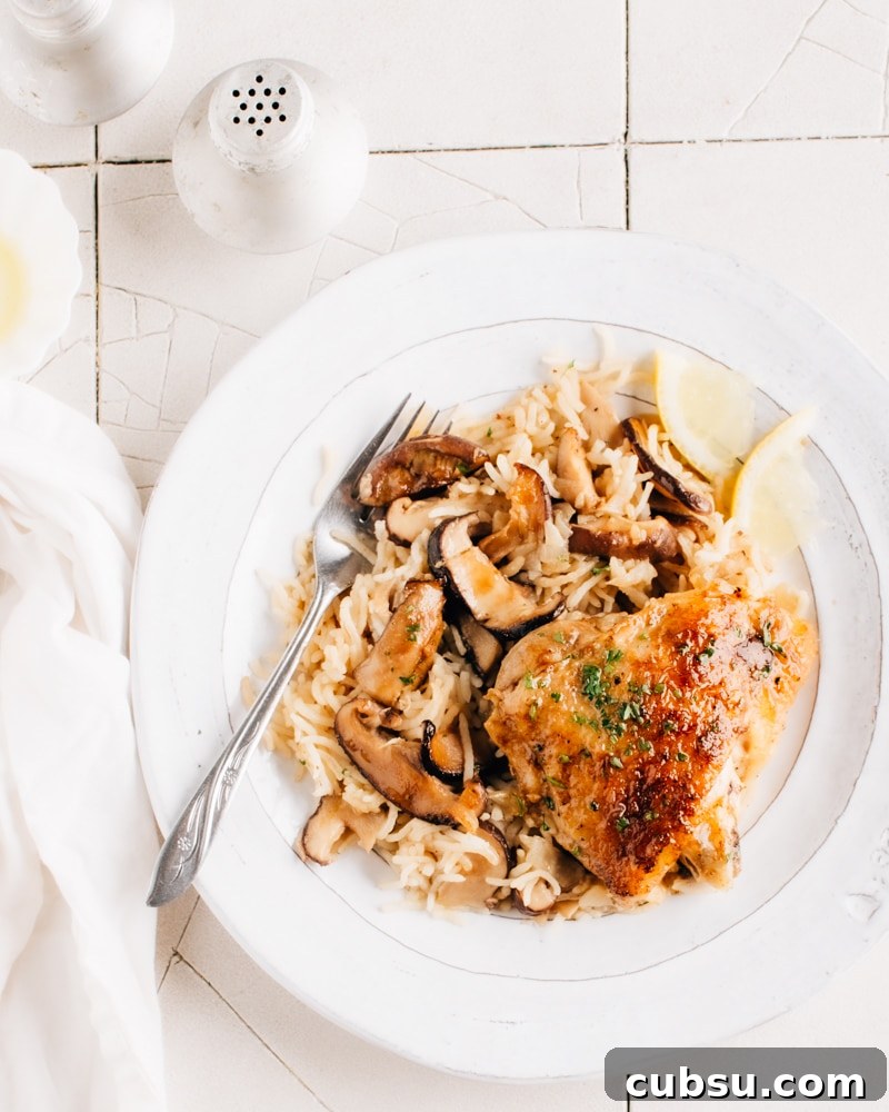 Lemony Mushroom and Rice Bake