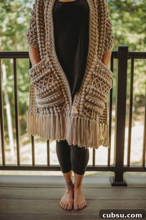 Boho Beaded Crochet Scarf Shawl with Pockets Tutorial 2 img 156497 1