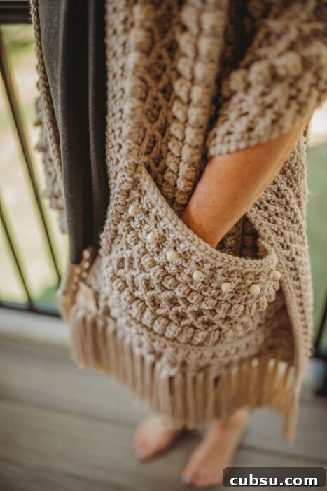 Boho Beaded Crochet Scarf Shawl with Pockets Tutorial 3 img 156497 2