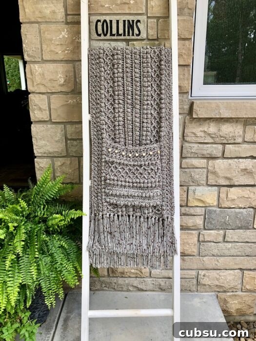 Boho Beaded Crochet Scarf Shawl with Pockets Tutorial 6 img 156497 5