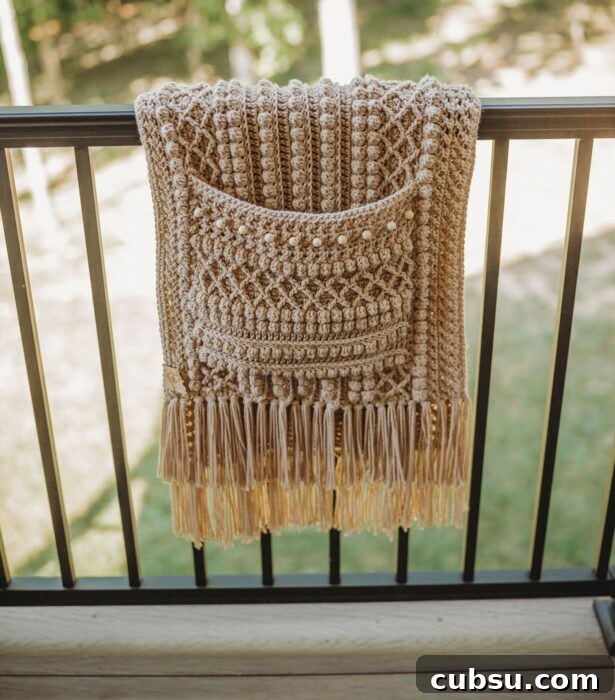 Boho Beaded Crochet Scarf Shawl with Pockets Tutorial 7 img 156497 6