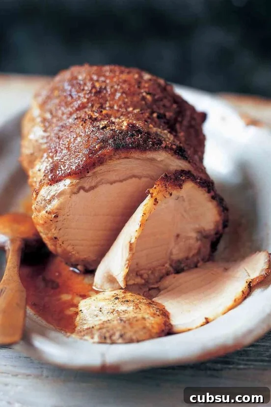 Szechuan spice-rubbed pork loin covered with ground Szechuan peppercorns, condiments on the side