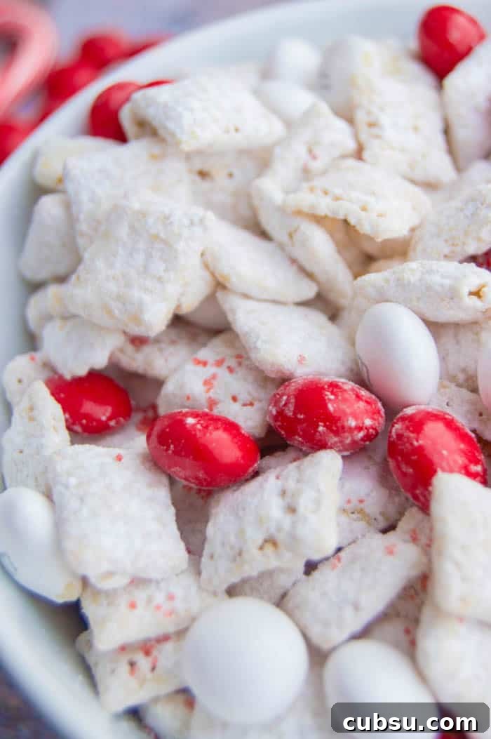 White Chocolate Peppermint Muddy Buddies Recipe for Holidays 4 White Chocolate Peppermint Muddy Buddies