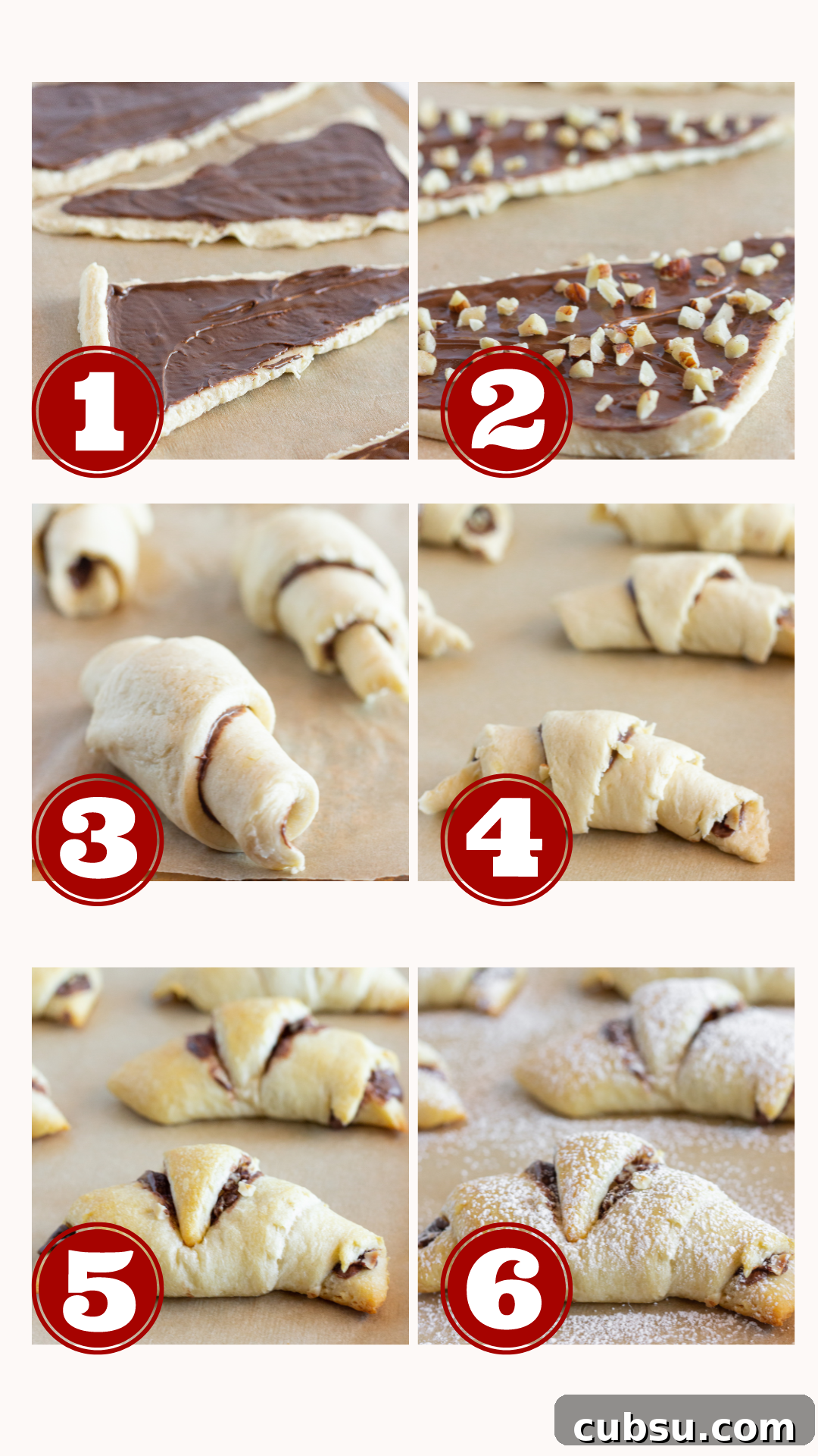 Nutella-Filled Crescent Rolls Recipe 4 Steps for making Easy Nutella Crescent Rolls, by Top US food blog Practically Homemade
