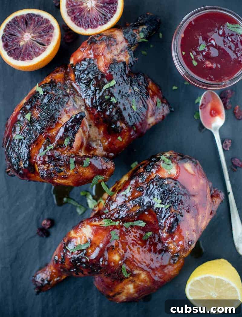 Grilled Chicken with a Cranberry Chipotle Citrus Glaze