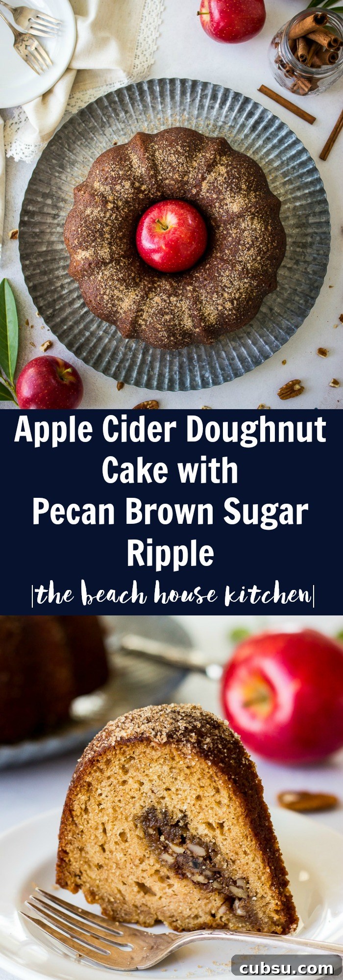 Apple Cider Doughnut Bundt Cake with Pecan Brown Sugar Swirl 3 Apple Cider Doughnut Cake with Pecan Brown Sugar Ripple