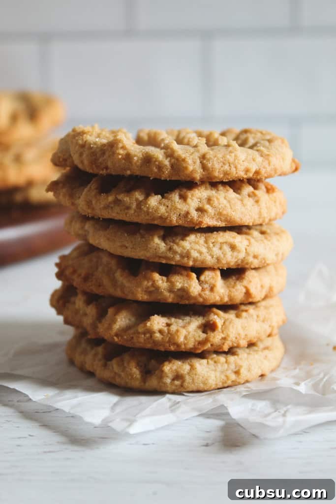 Gluten-Free Peanut Butter Cookies Recipe You’ll Love 8 stack of peanut butter cookies.