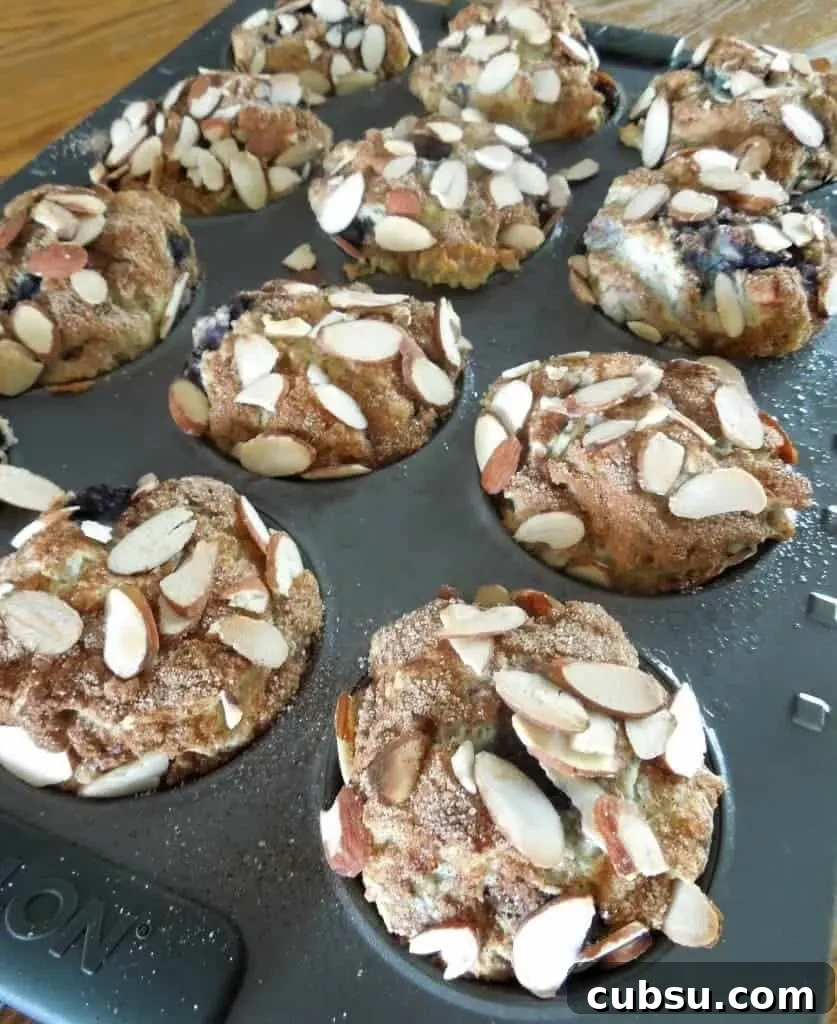 Freshly baked Gluten-Free Blueberry Almond Muffins