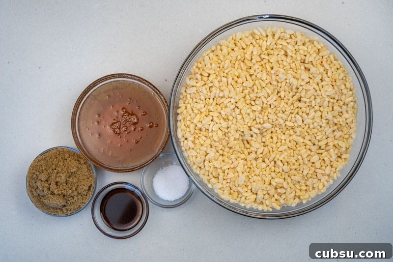5-Ingredient Rice Krispie Treats Made Without Marshmallows 3 Ingredients for this recipe