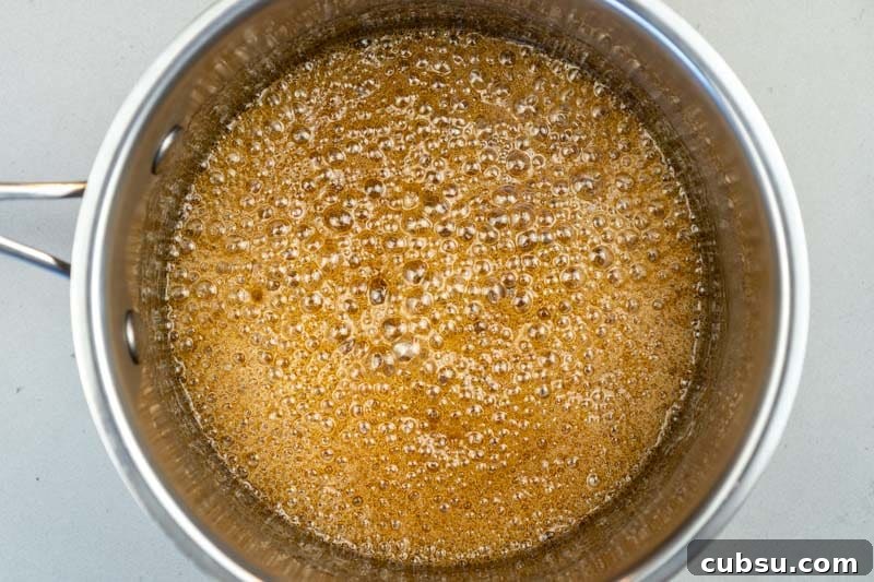 5-Ingredient Rice Krispie Treats Made Without Marshmallows 4 Boiling the syrup