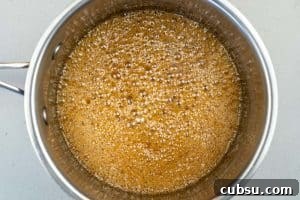 5-Ingredient Rice Krispie Treats Made Without Marshmallows 9 Boiling the syrup